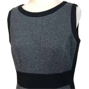 TAHARI ARTHUR S. LEVINE‎ Black w/Grey Herringbone Inset Sleeveless Dress Size 6